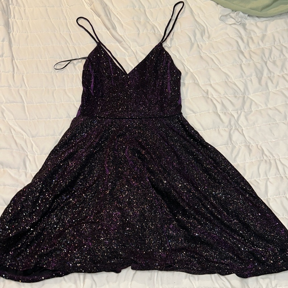 Purple homecoming glittery mini dress size S